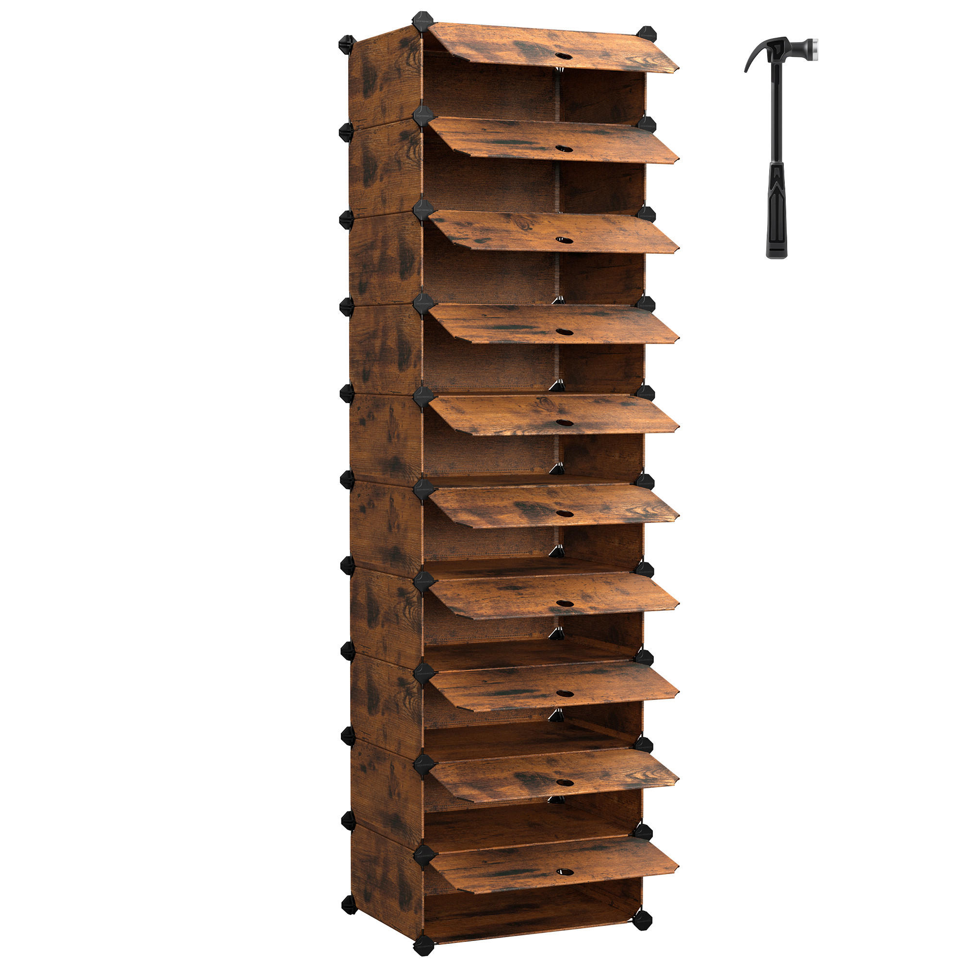 REGÁL NA TOPÁNKY, hnedá, 43/173/31 cm - hnedá, Basics, kov/plast (43/173/31cm)