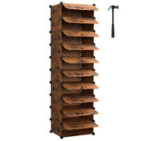 REGÁL NA TOPÁNKY, hnedá, 43/173/31 cm - hnedá, Basics, kov/plast (43/173/31cm)