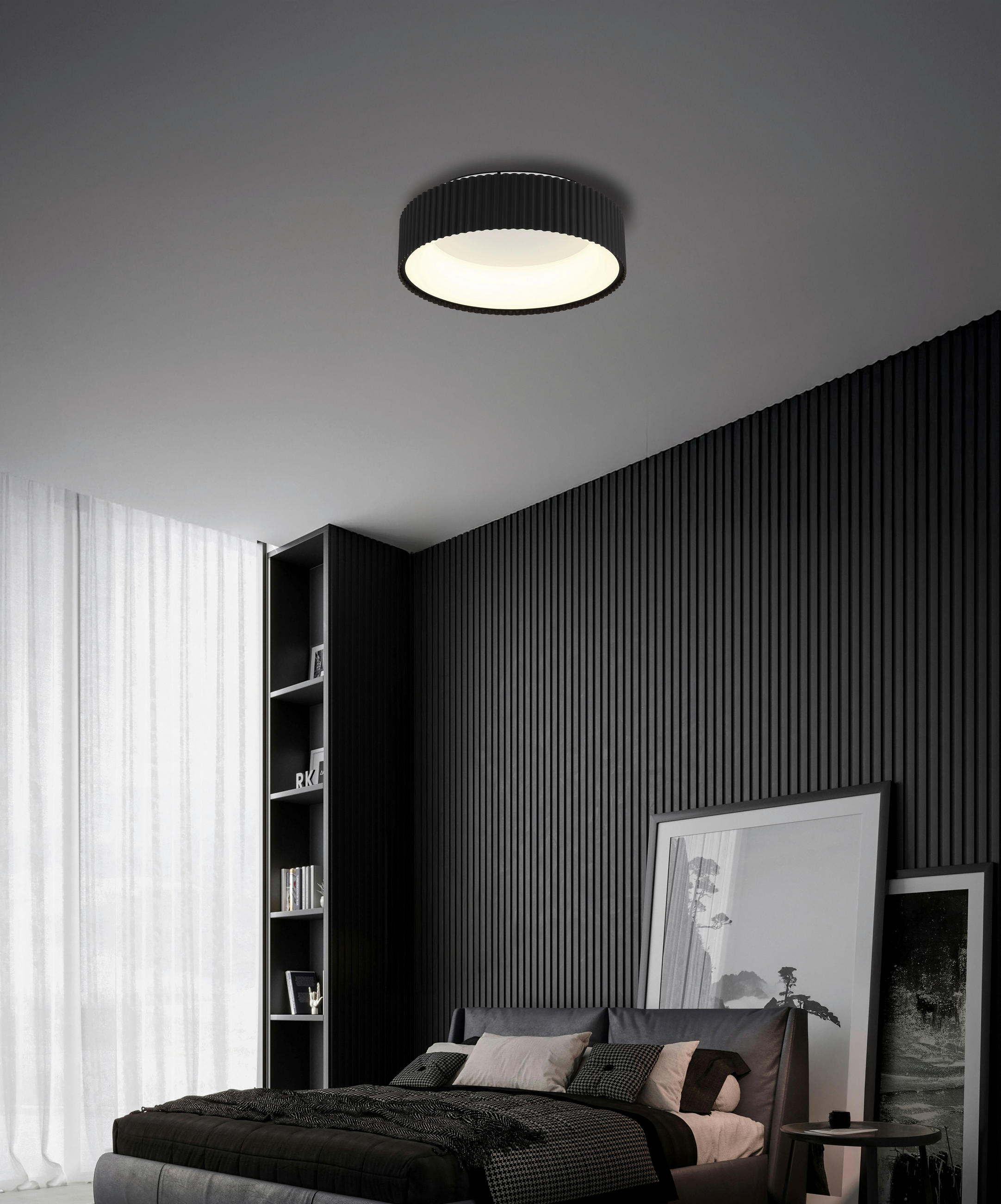 LED-DECKENLEUCHTE 46/13 cm   - Schwarz/Weiß, Basics, Kunststoff/Metall (46/13cm) - Globo
