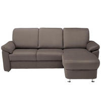 ECKSOFA in Flachgewebe Dunkelbraun  - Chromfarben/Dunkelbraun, Konventionell, Textil/Metall (250/163cm) - Beldomo System