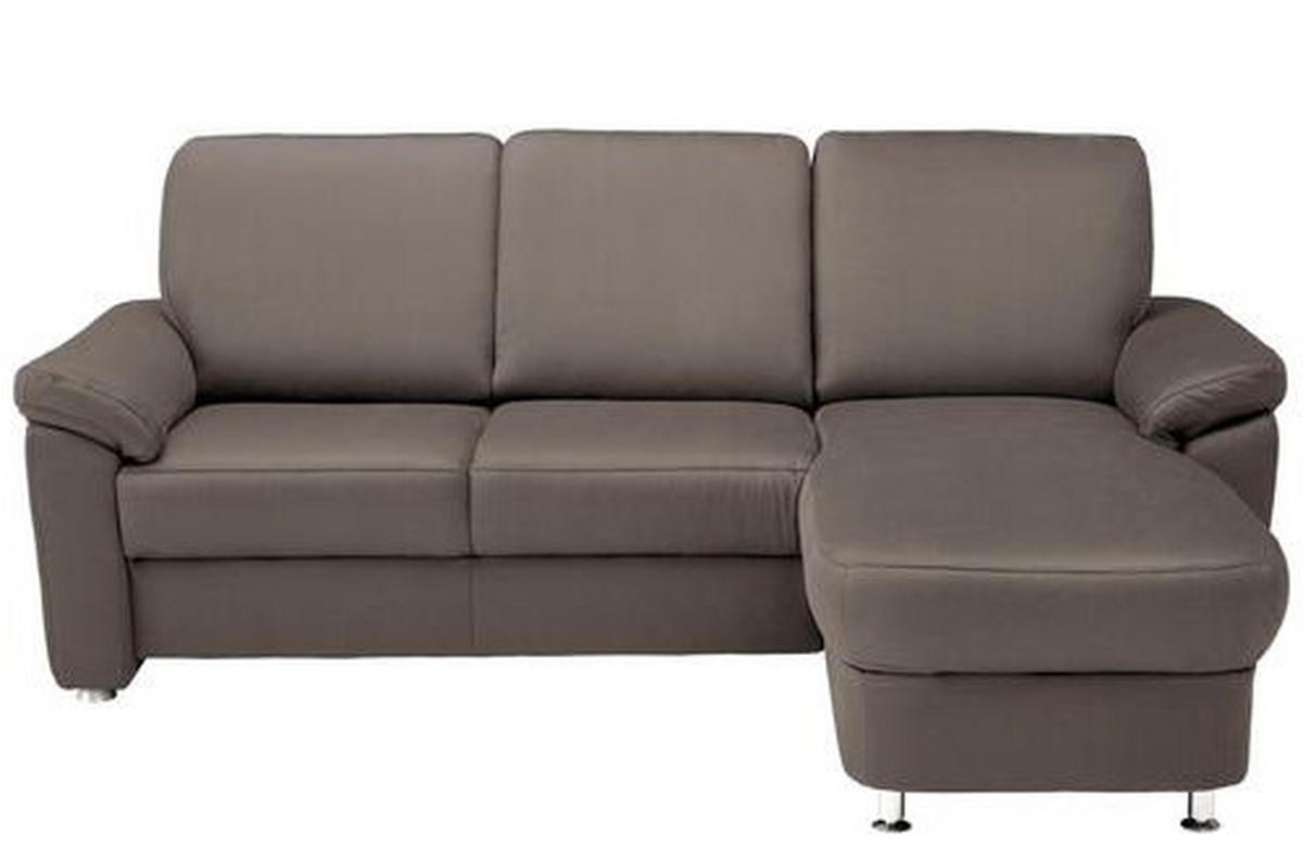 ECKSOFA in Flachgewebe Dunkelbraun  - Chromfarben/Dunkelbraun, Konventionell, Textil/Metall (250/163cm) - Beldomo System