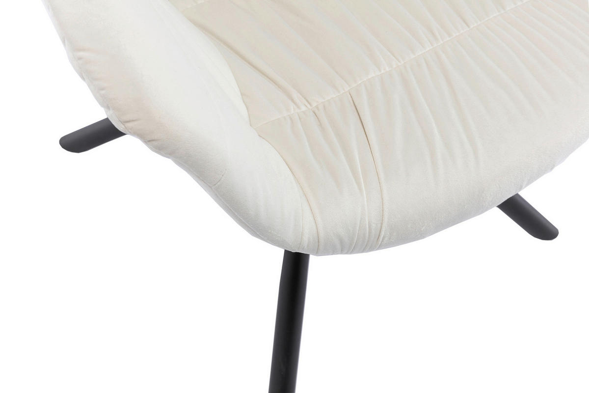 ARMLEHNSTUHL  in Samt  - Creme/Schwarz, MODERN, Textil/Metall (64/82/63cm) - Livetastic