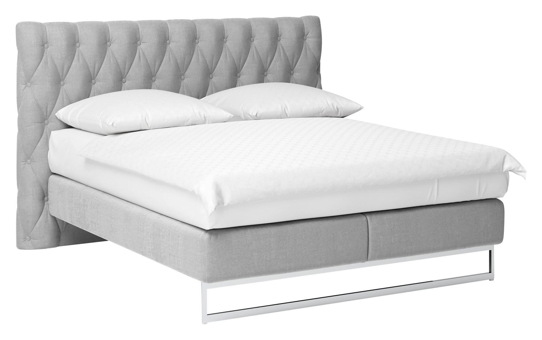BOXSPRINGBETT 180/200 cm in Hellgrau - Chromfarben/Hellgrau, KONVENTIONELL, Textil (180/200cm) - Joop!