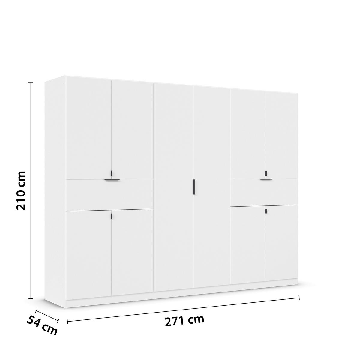 DREHTÜRENSCHRANK in Weiss  - Weiss/Grau, Modern, Holzwerkstoff/Metall (271/210/54cm) - Rauch Möbel