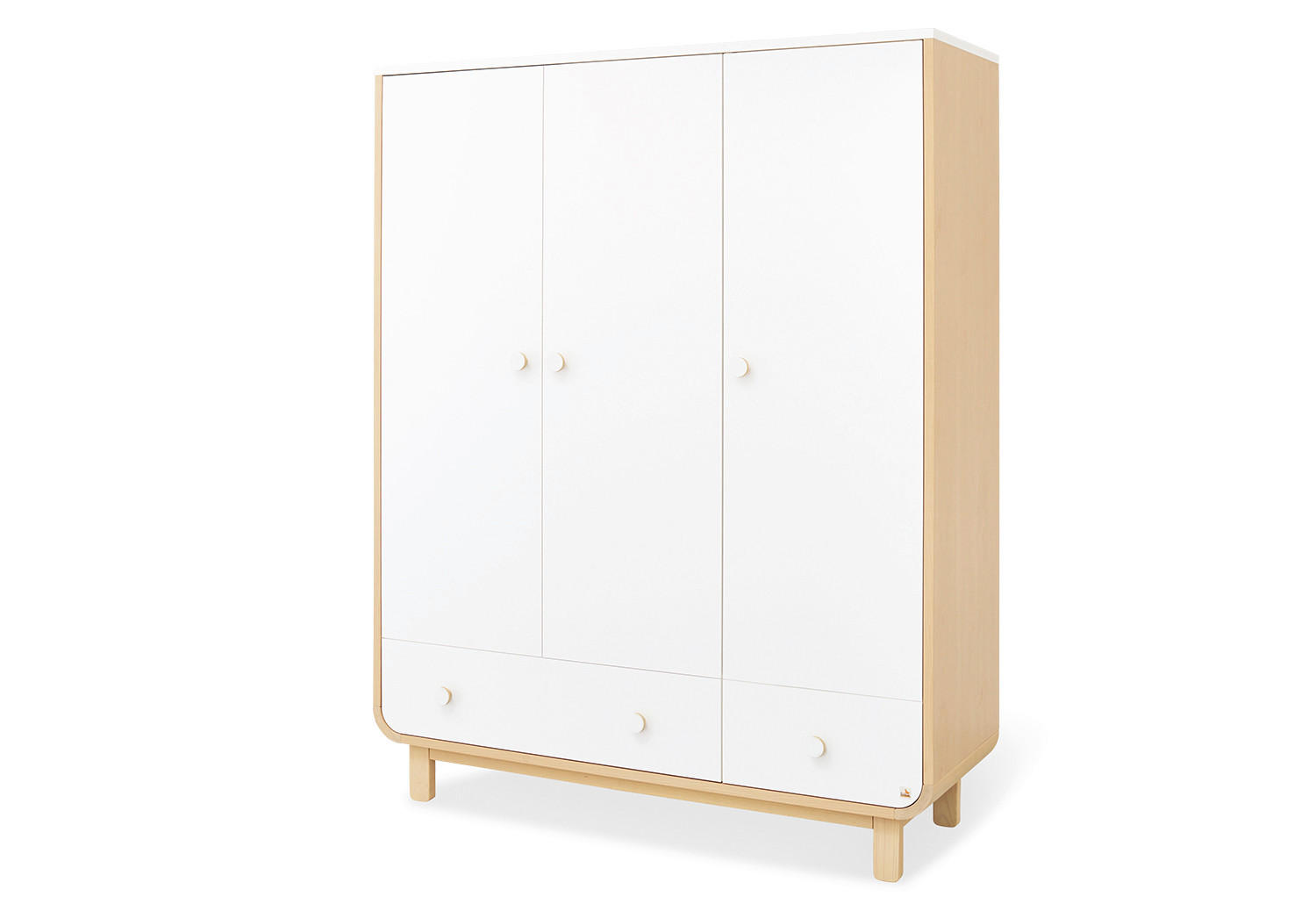 BABYKLEIDERSCHRANK PINOLINO ROUND Weiß, Ahornfarben  - Ahornfarben/Weiß, Design, Holz/Holzwerkstoff (145/183/54cm) - Pinolino
