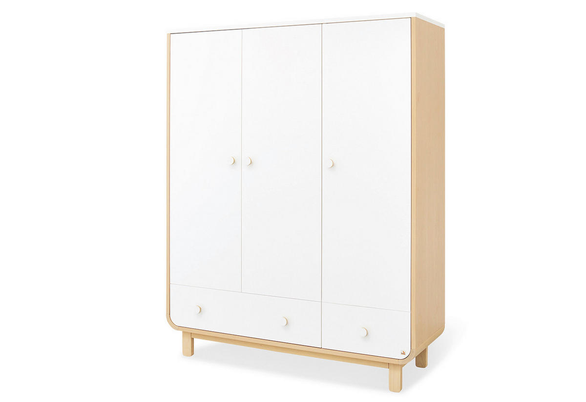 BABYKLEIDERSCHRANK PINOLINO ROUND  - Ahornfarben/Weiß, Design, Holz/Holzwerkstoff (145/183/54cm) - Pinolino
