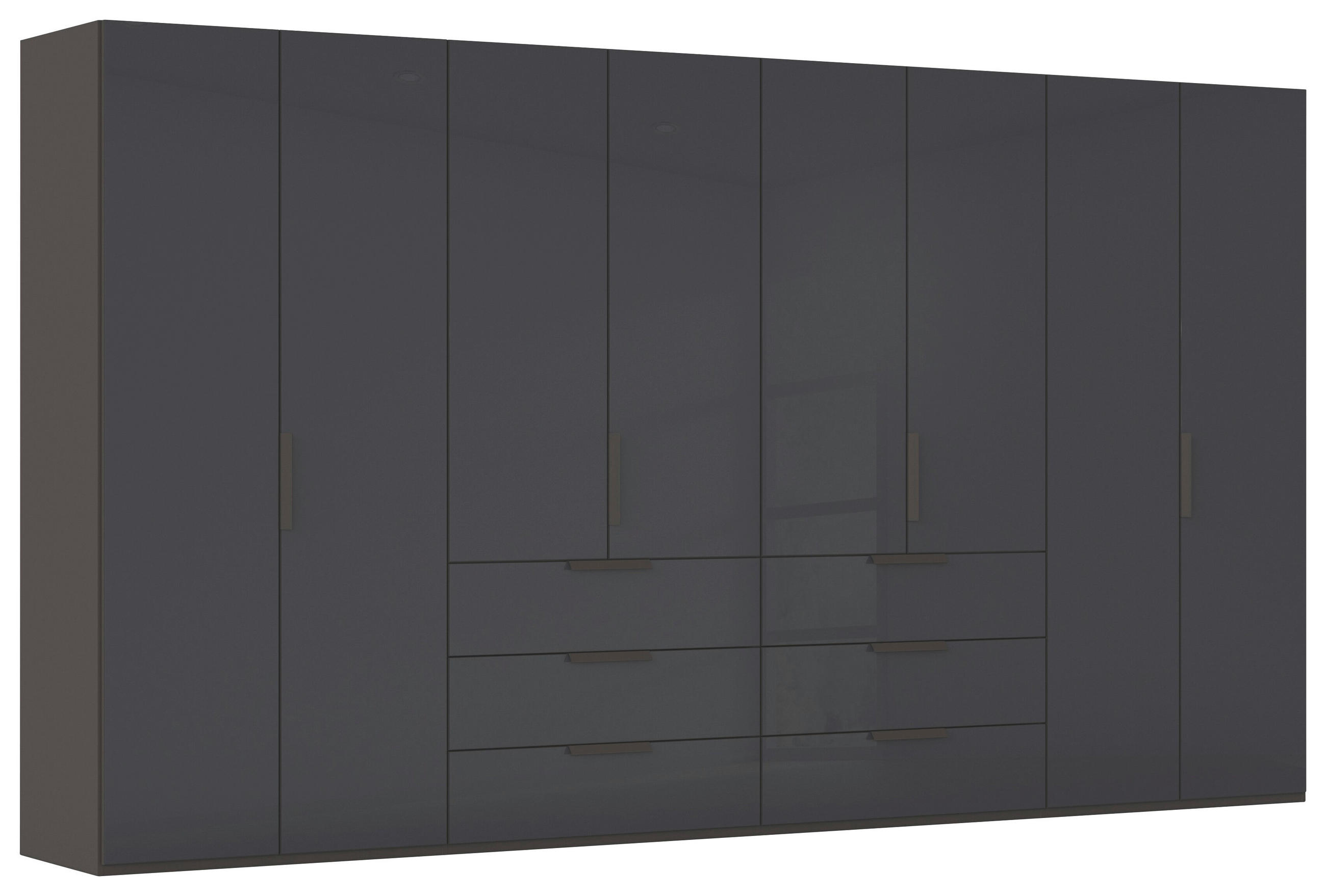 DREHTÜRENSCHRANK 400/235/61 cm,  in Graphitfarben, 8-türig  - Graphitfarben, Basics, Glas/Holzwerkstoff (400/235/61cm) - Novel