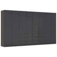 DREHTÜRENSCHRANK 400/235/61 cm,  in Graphitfarben, 8-türig  - Graphitfarben, Basics, Glas/Holzwerkstoff (400/235/61cm) - Novel