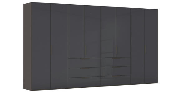 DREHTÜRENSCHRANK 400/223/61 cm,  in Graphitfarben, 8-türig  - Graphitfarben, Basics, Glas/Holzwerkstoff (400/223/61cm) - Novel