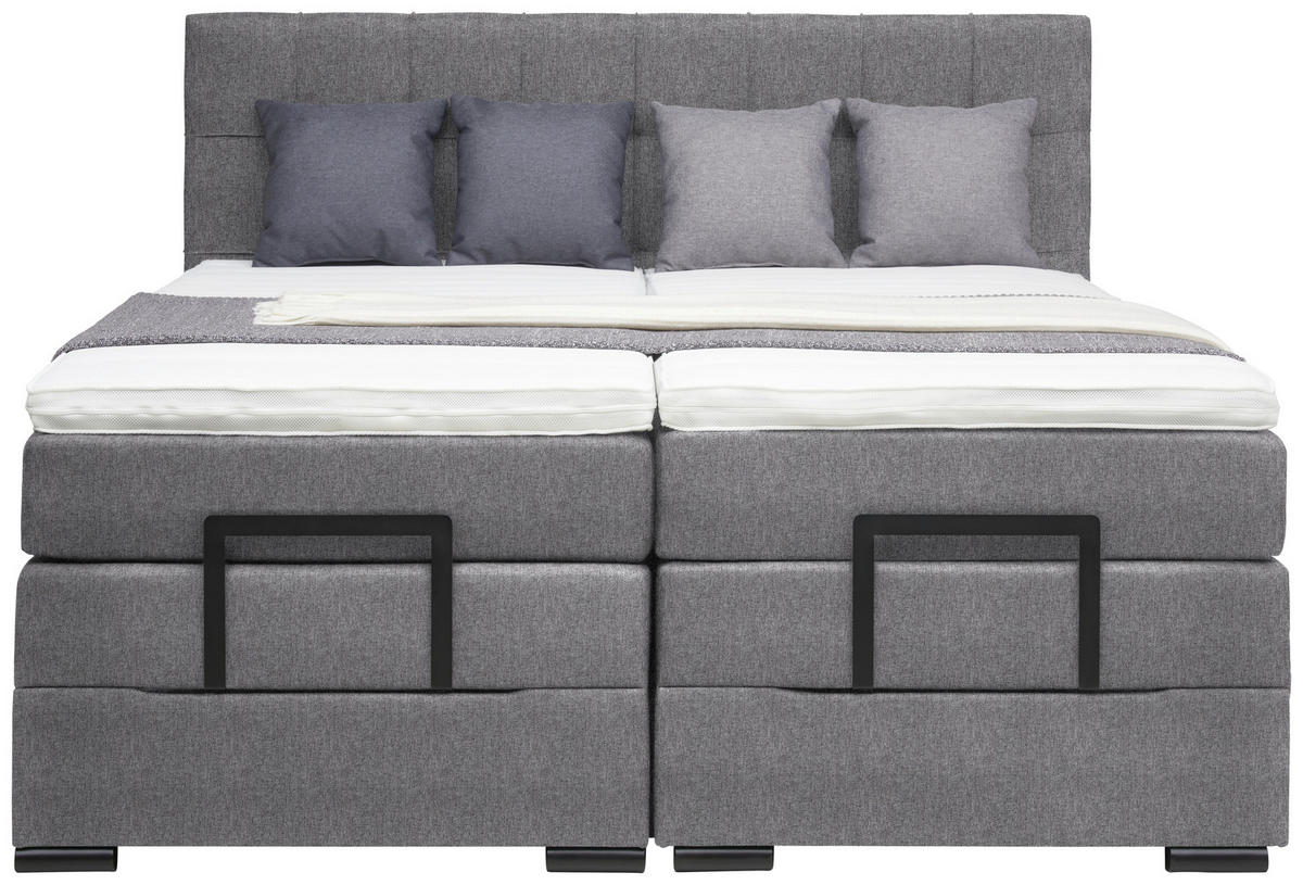 BOXSPRINGBETT 180/200 cm  in Hellgrau  - Hellgrau/Schwarz, KONVENTIONELL, Holz/Holzwerkstoff (180/200cm) - Moderano