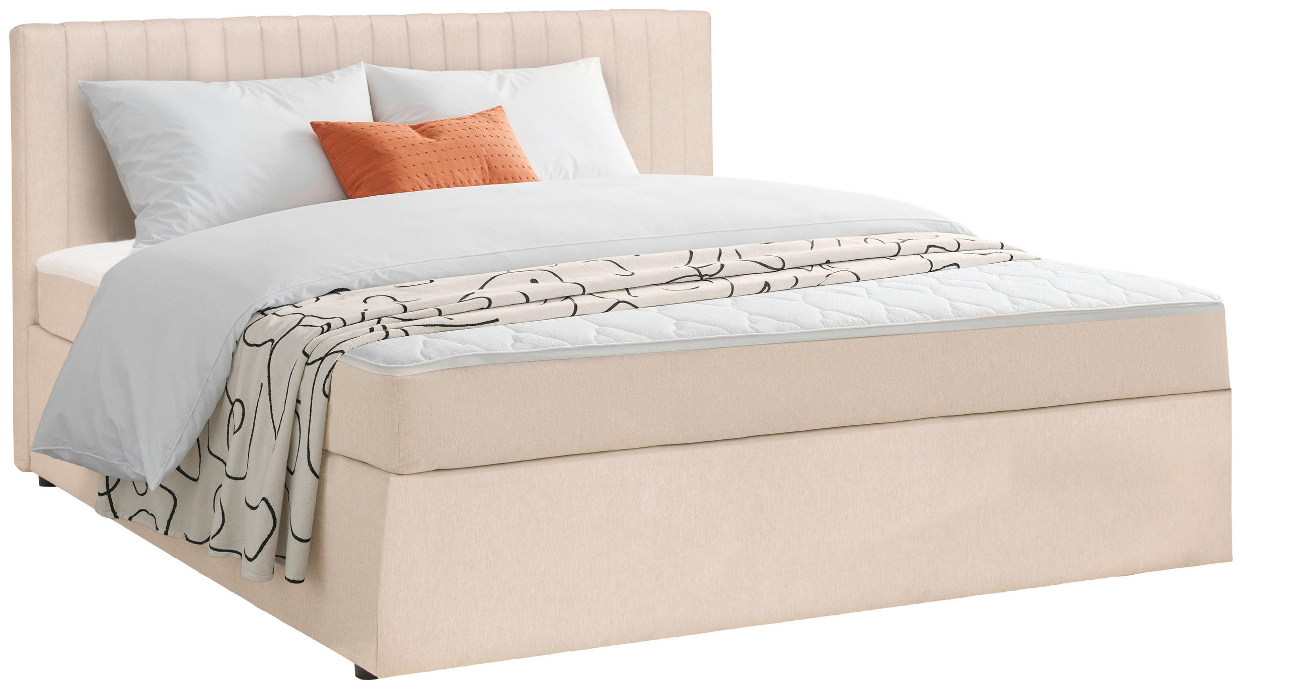BOXBETT 180/200 cm  in Creme  - Creme, MODERN, Holz/Textil (180/200cm) - MID.YOU