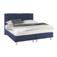 BOXSPRING-ÁGY 180/200 cm  kék  - alumínium színű/kék, Design, fa (180/200cm) - Carryhome