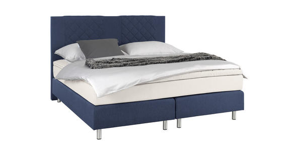 BOXSPRINGBETT 180/200 cm  in Blau  - Blau/Alufarben, Design, Holz (180/200cm) - Carryhome