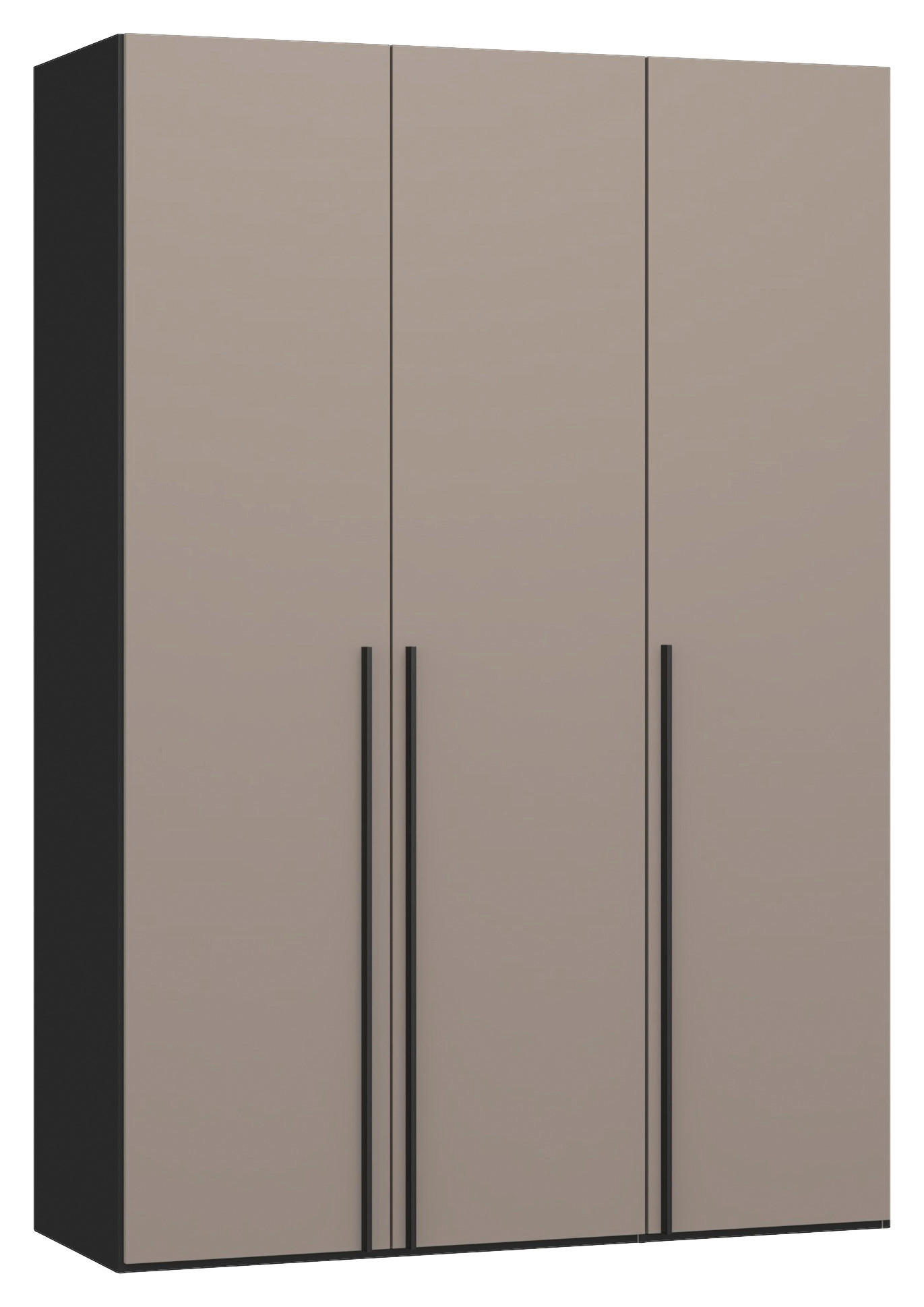 DREHTÜRENSCHRANK 152/220/59 cm,  in Schwarz, Hellbraun, 3-türig  - Hellbraun/Schwarz, Design, Glas/Holzwerkstoff (152/220/59cm) - Jutzler