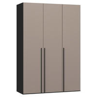 DREHTÜRENSCHRANK 152/220/59 cm,  in Schwarz, Hellbraun, 3-türig  - Hellbraun/Schwarz, Design, Glas/Holzwerkstoff (152/220/59cm) - Jutzler