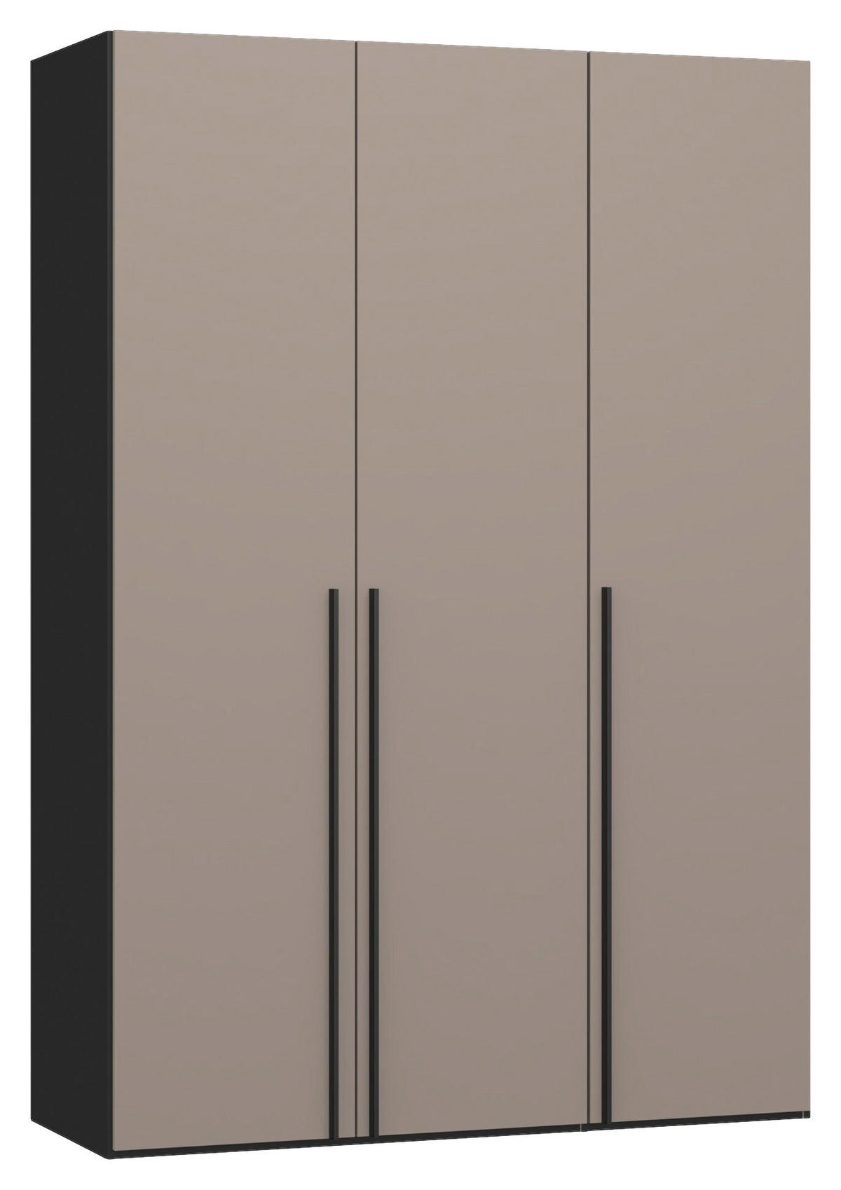 DREHTÜRENSCHRANK 152/220/59 cm,  in Schwarz, Hellbraun, 3-türig  - Hellbraun/Schwarz, Design, Glas/Holzwerkstoff (152/220/59cm) - Jutzler