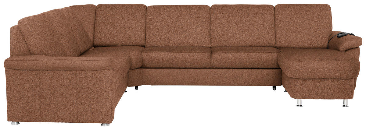WOHNLANDSCHAFT Braun Flachgewebe  - Chromfarben/Braun, KONVENTIONELL, Textil/Metall (240/330/163cm) - Beldomo System