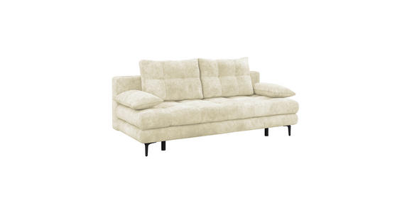 SCHLAFSOFA Chenille Creme Rückenkissen, Armlehnenkissen, Bettkasten, Schlaffunktion, Rücken echt  - Creme/Schwarz, KONVENTIONELL, Textil/Metall (203/94/96cm) - Carryhome