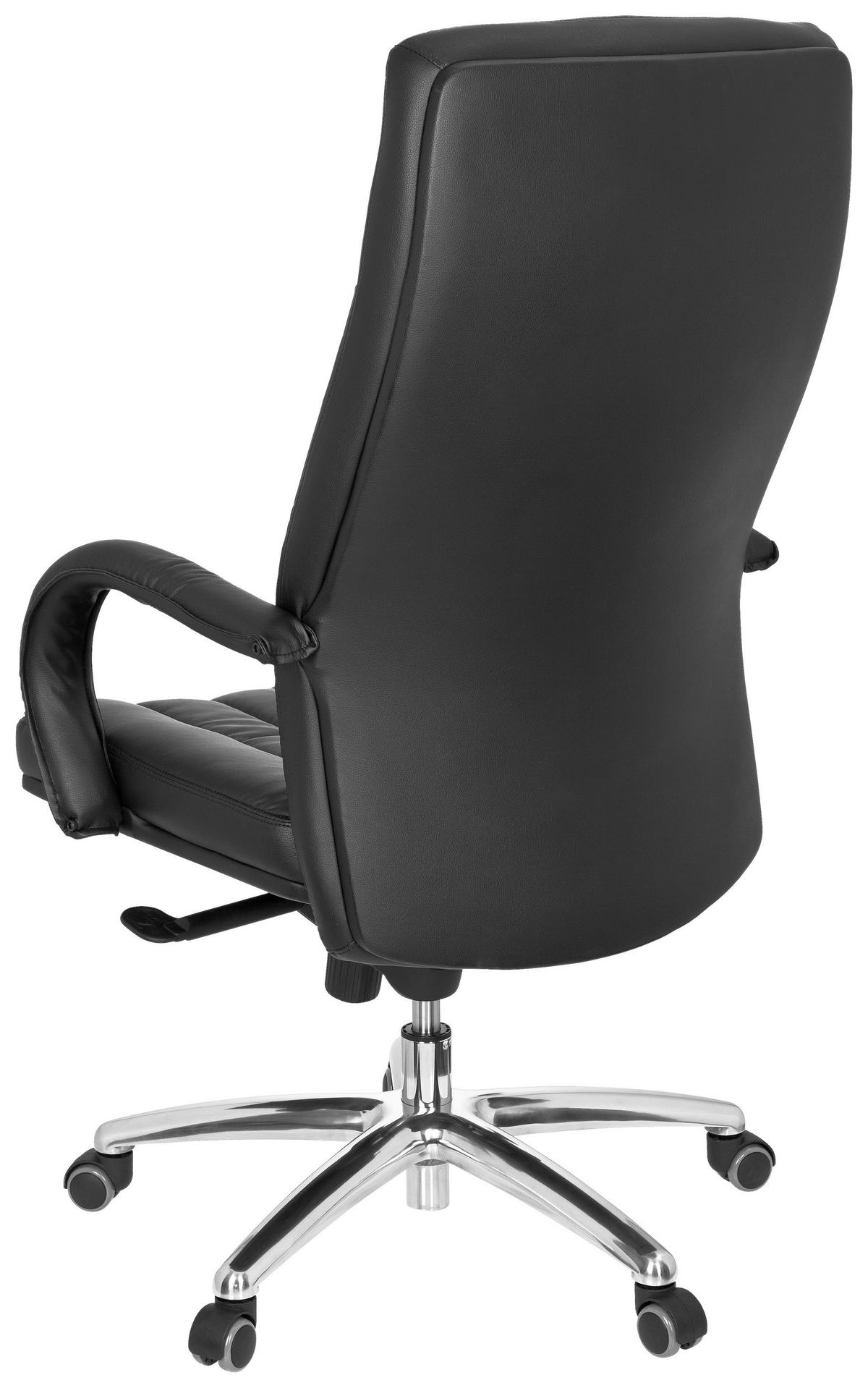 CHEFSESSEL Lederlook Schwarz  - Silberfarben/Schwarz, Basics, Kunststoff/Textil (62/129/50cm) - MID.YOU