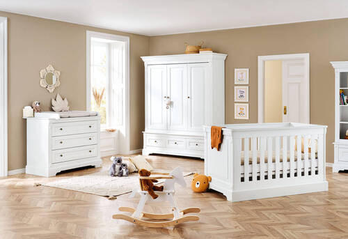 BABYKLEIDERSCHRANK PINOLINO EMILIA Weiß  - Anthrazit/Weiß, ROMANTIK / LANDHAUS, Holzwerkstoff/Metall (178/208/58cm) - Pinolino