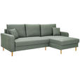 ECKSOFA in Flachgewebe Salbeigrün - Salbeigrün/Eiche Wotan, KONVENTIONELL, Holz/Textil (255/157cm) - Carryhome