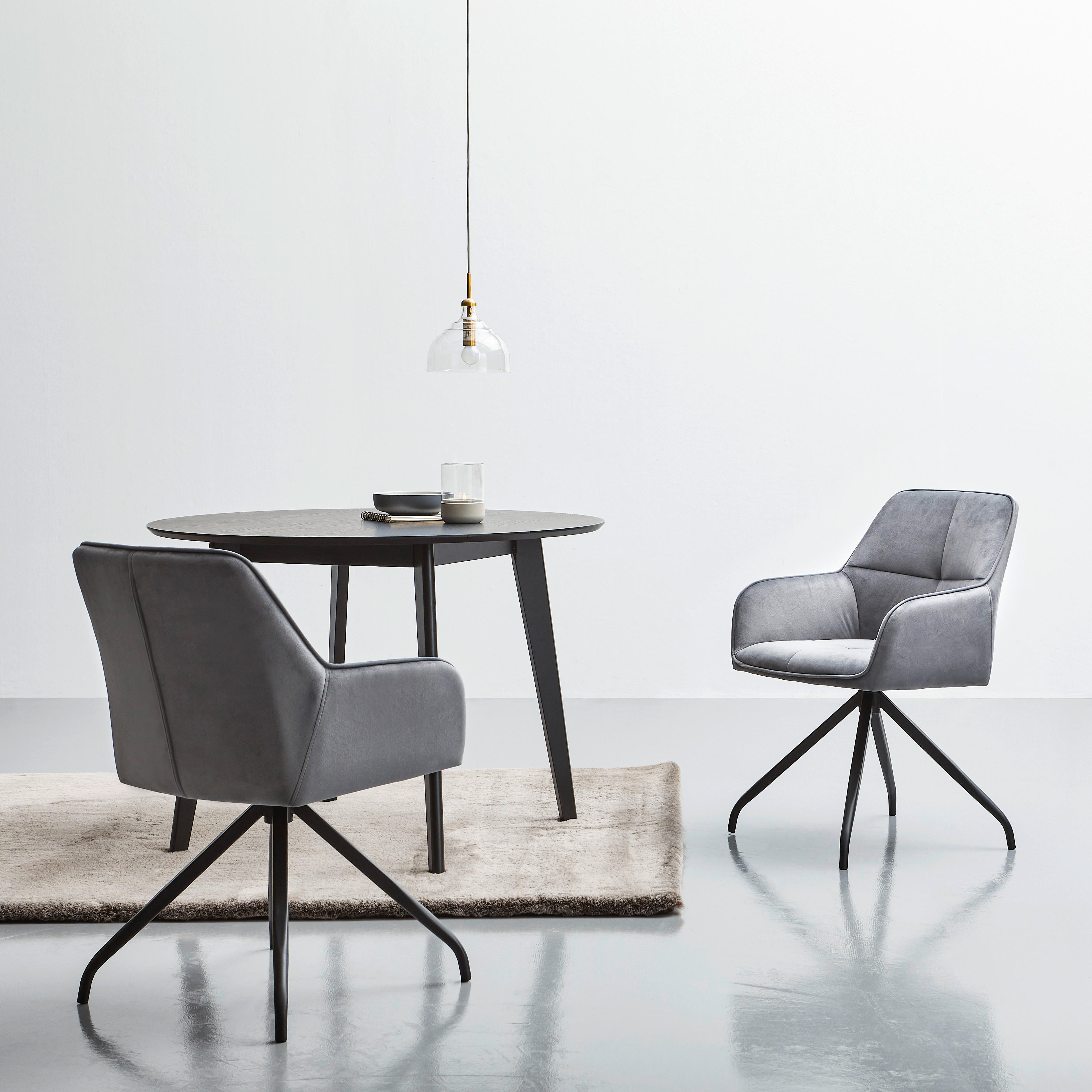 ARMLEHNSTUHL  in Eisen Samt  - Schwarz/Grau, MODERN, Holz/Textil (57/83,5/60cm) - Livetastic