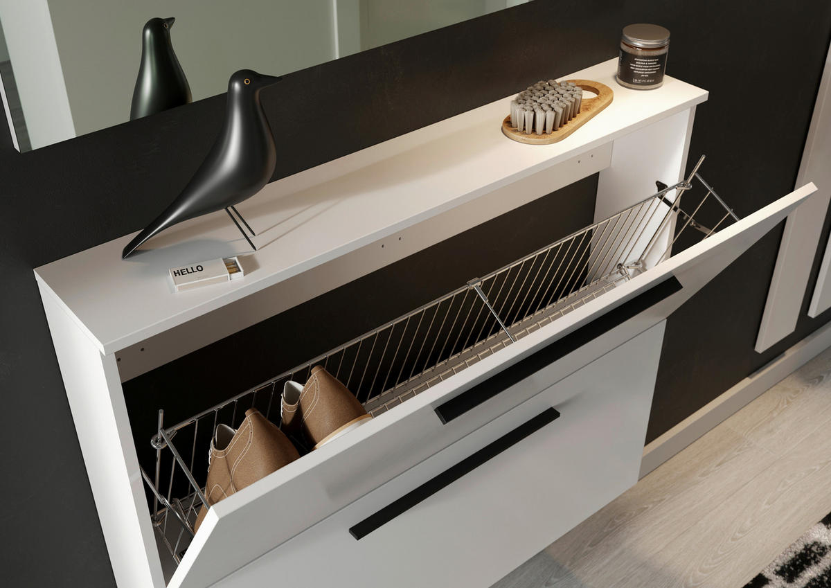 GARDEROBE 3-teilig  in 130/200/19 cm  - Weiss, Basics, Glas/Holzwerkstoff (130/200/19cm)