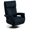 RELAXSESSEL in Leder Dunkelblau  - Edelstahlfarben/Dunkelblau, Design, Leder/Metall (78/112/85cm) - Cantus