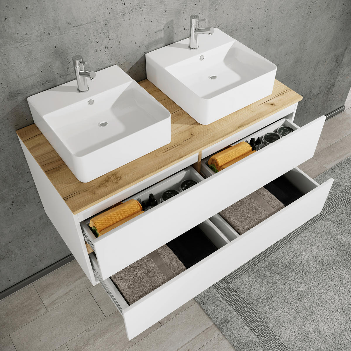 BADEZIMMER 3-teilig  in 111 cm  - Honigeiche/Weiß, Trend, Keramik/Holzwerkstoff (111cm) - MID.YOU