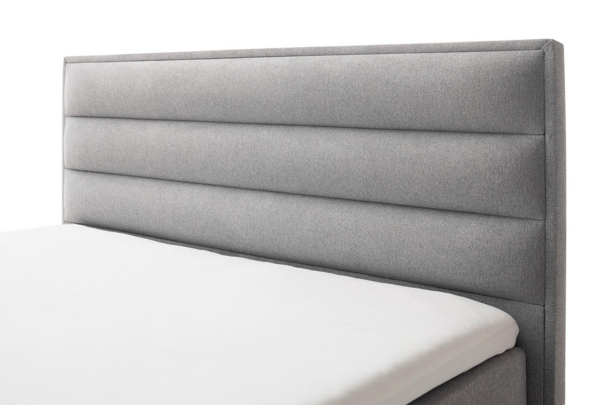 BOXSPRINGBETT 160/200 cm  in Hellgrau  - Hellgrau/Schwarz, Design, Textil/Metall (160/200cm) - Schöner Wohnen