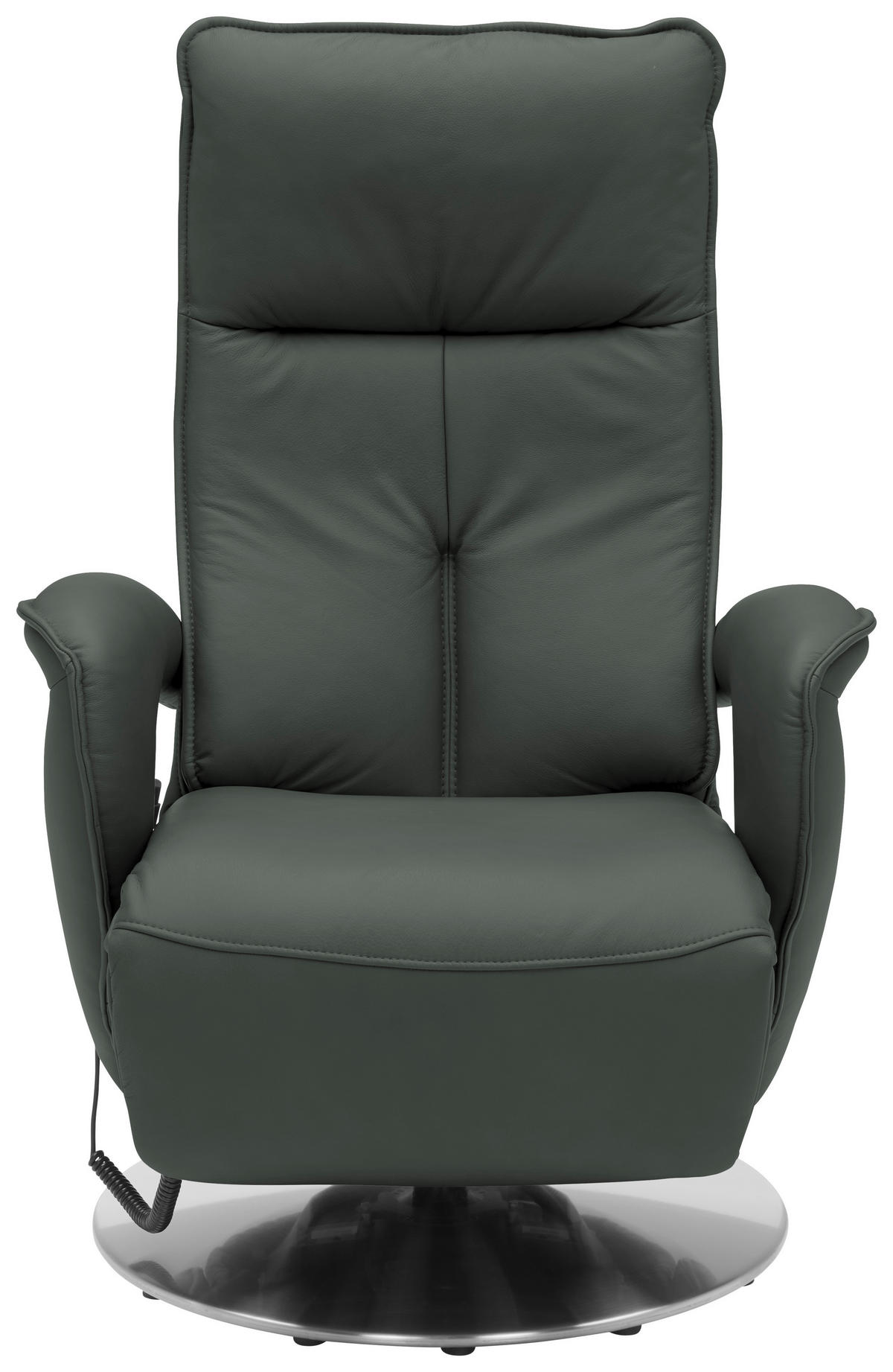 RELAXSESSEL in Leder Olivgrün  - Chromfarben/Olivgrün, Design, Leder/Metall (77/110/87cm) - Valdera