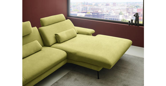 ECKSOFA  in Chenille, Flachgewebe Hellgrün Rücken echt  284/180 cm  - Schwarz/Hellgrün, Design, Textil/Metall (284/180cm) - Dieter Knoll