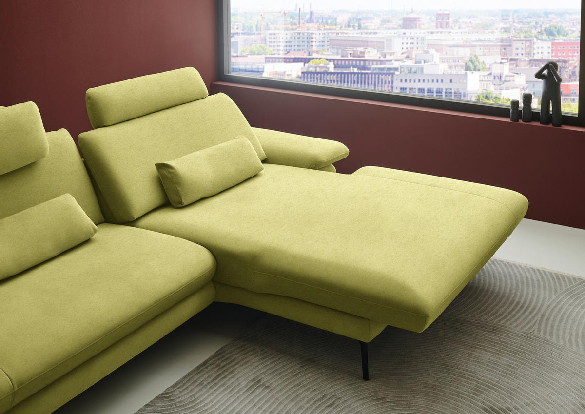 ECKSOFA  in Chenille, Flachgewebe Hellgrün  284/180 cm  - Schwarz/Hellgrün, Design, Textil/Metall (284/180cm) - Dieter Knoll