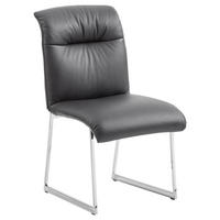 STUHL  in Edelstahl Echtleder pigmentiert Metall, Leder  - Edelstahlfarben/Schwarz, Design, Leder/Metall (52/90/68cm) - Joop!