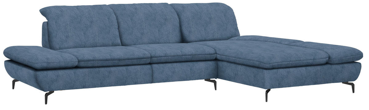 ECKSOFA in Flachgewebe Blau  - Blau/Schwarz, Design, Textil/Metall (315/200cm) - Chilliano