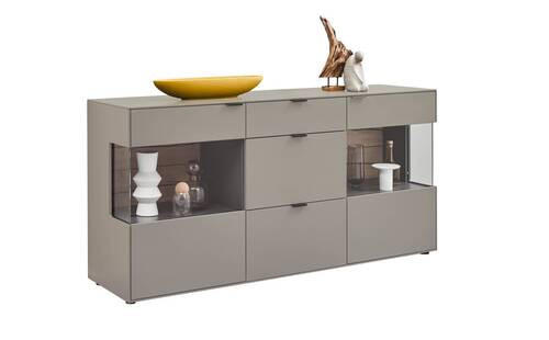 SIDEBOARD Hellgrau  181,9/87,9/45,2 cm  - Hellgrau/Graphitfarben, Design, Glas/Holzwerkstoff (181,9/87,9/45,2cm) - Dieter Knoll