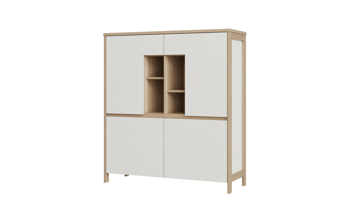 HIGHBOARD , 111/125/39 cm,  - Eichefarben/Weiß, Design, Holzwerkstoff (111/125/39cm) - MID.YOU