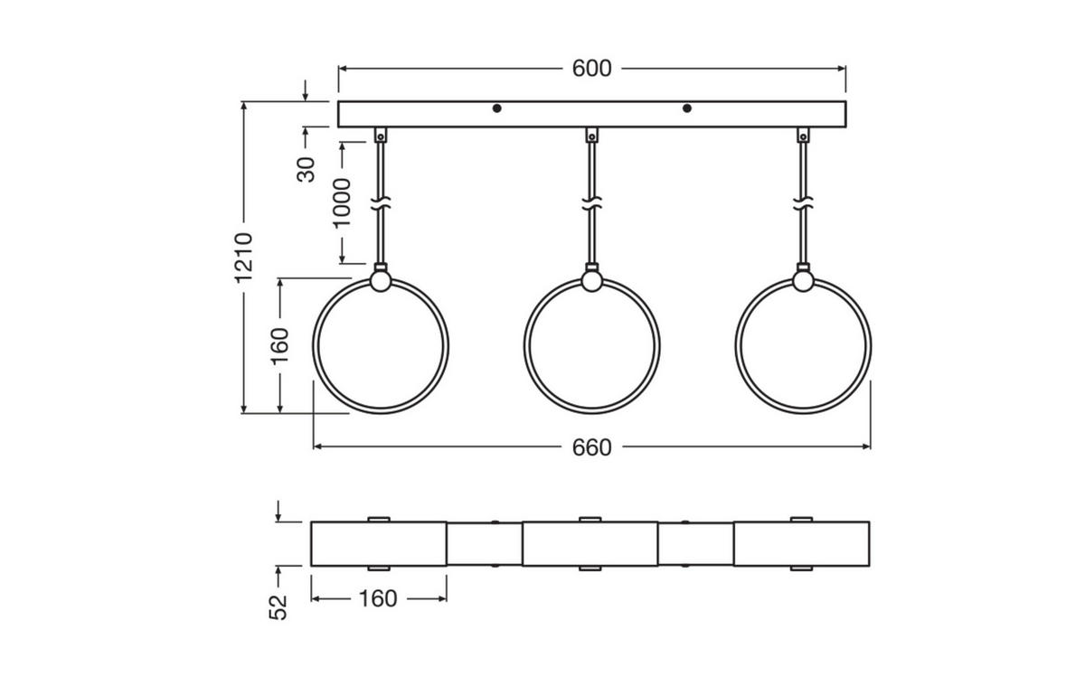 LED-PENDELLEUCHTE 66/5,2/121 cm  - Schwarz, Design, Kunststoff (66/5,2/121cm) - Ledvance