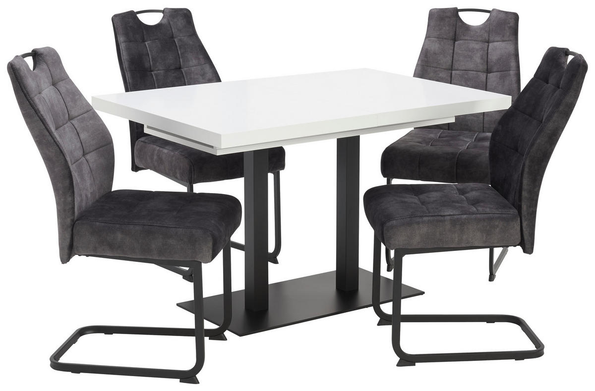 JEDILNA MIZA, črna, bela  - črna/bela, Moderno, kovina/leseni material (120/80/75cm) - MID.YOU