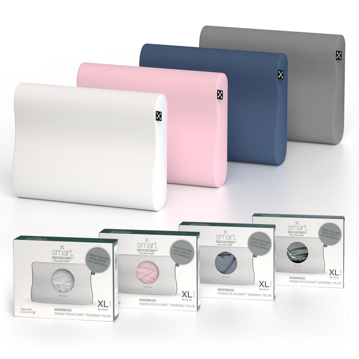 NACKENKISSENBEZUG ERGONOMIC+  - Weiß, Basics, Textil (60/43cm) - Smartsleep