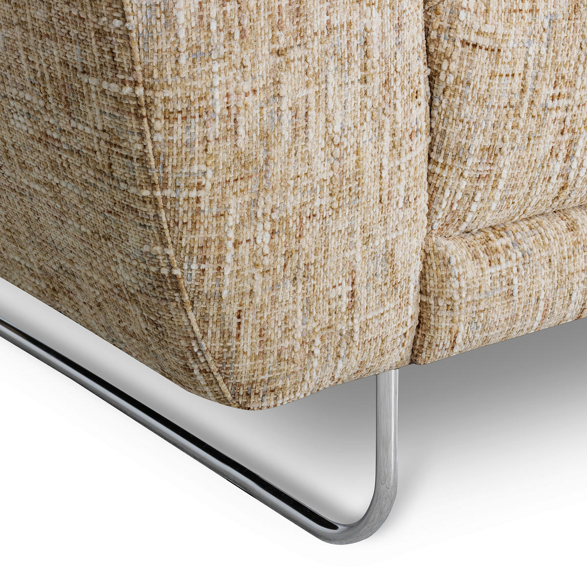 ECKSOFA 273/250 cm SPRING in Webstoff Hellbraun Zierkissen  273/250 cm  - Chromfarben/Hellbraun, Design, Textil/Metall (273/250cm) - Livetastic