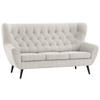 3-SITZER-SOFA in Cord Creme  - Creme/Schwarz, Design, Holz/Textil (187/101/95cm) - Stylife