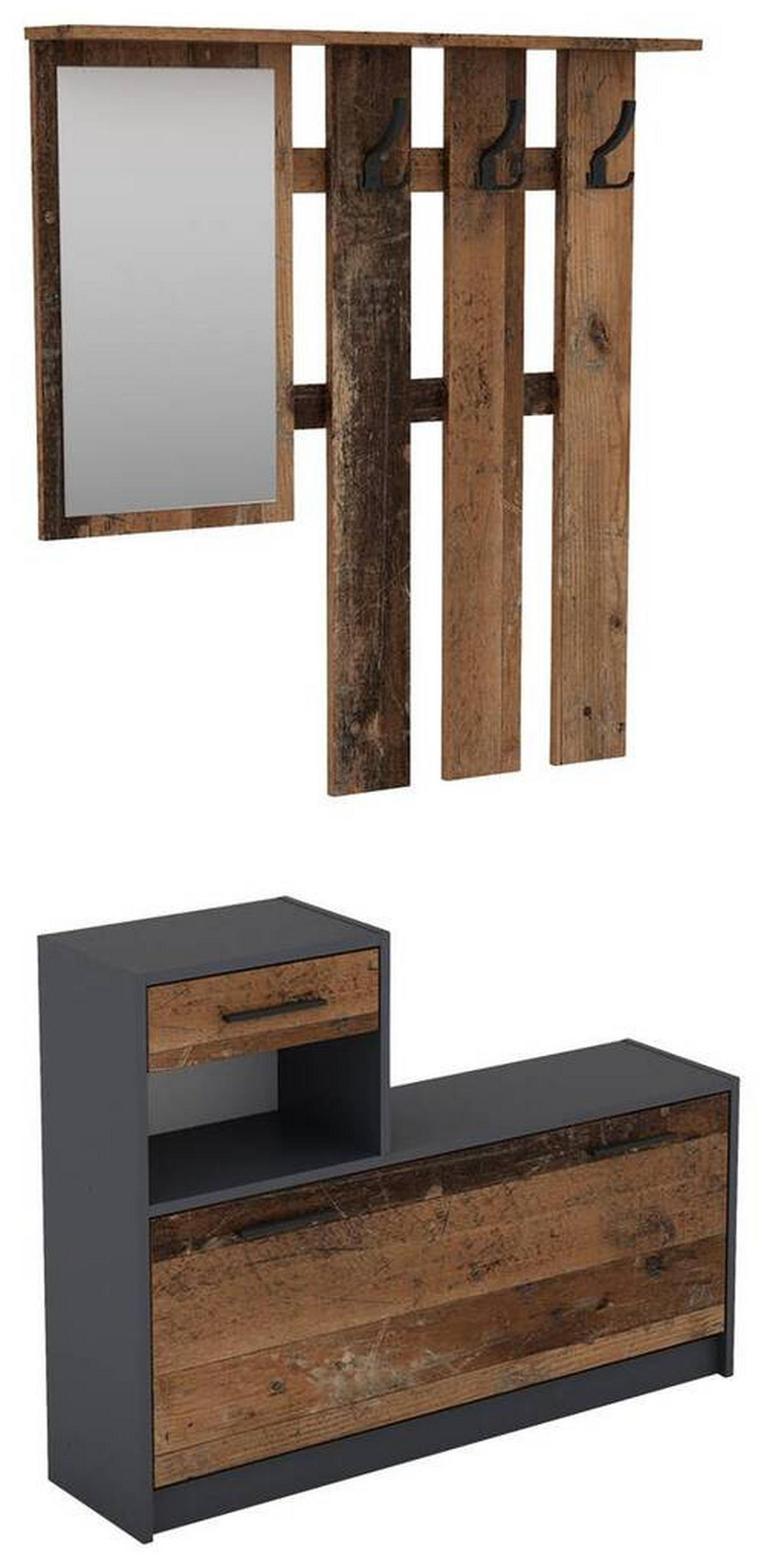 GARDEROBE  in 97/190/25 cm  - Anthrazit/Dunkelbraun, MODERN, Glas/Holzwerkstoff (97/190/25cm) - MID.YOU