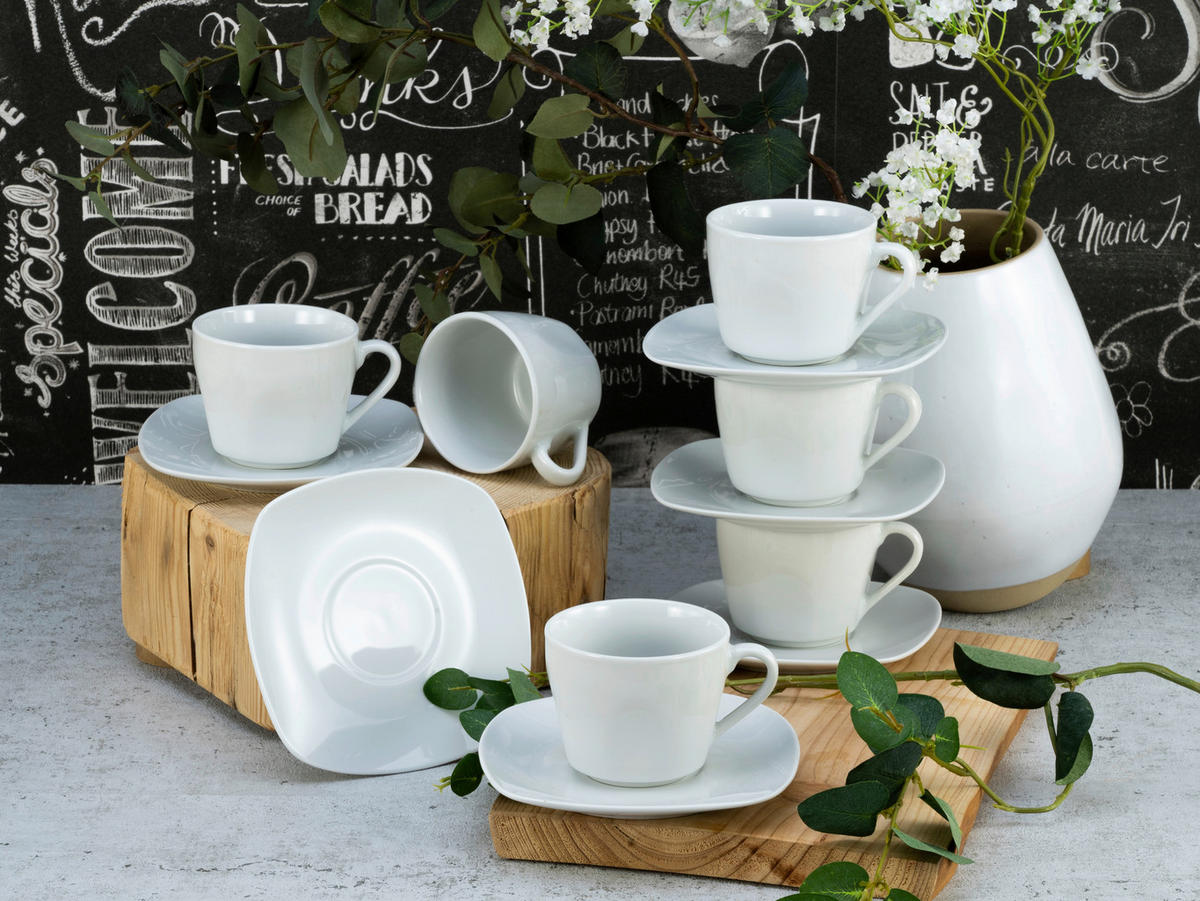 KAFFEESERVICE Square 12-teilig  - Weiß, Basics, Keramik (20/20/27,5cm) - Creatable