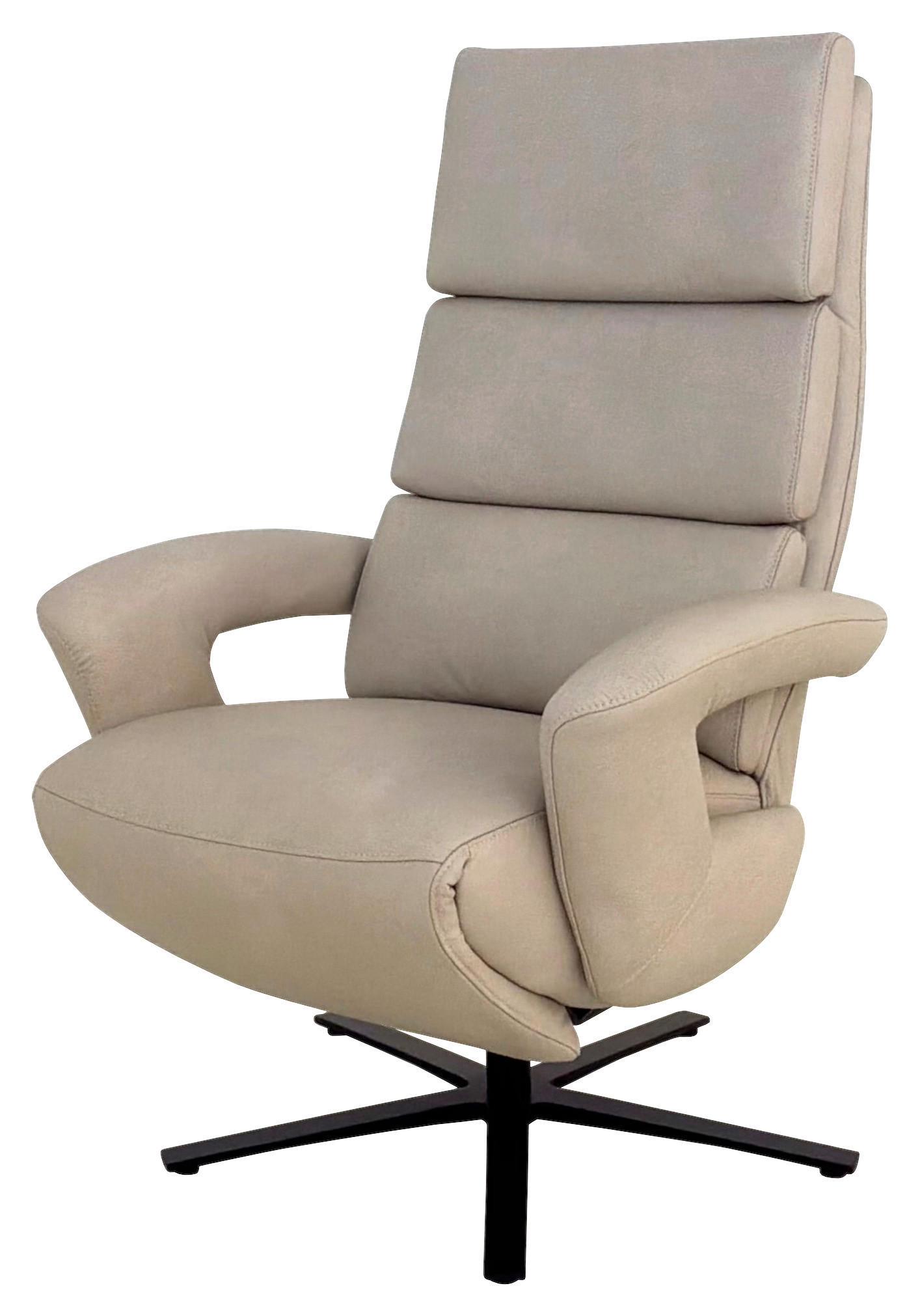 RELAXSESSEL Echtleder Kopfteilverstellung    - Ecru/Schwarz, Design, Leder/Metall (80/120/90cm) - Cantus