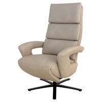 RELAXSESSEL Echtleder Kopfteilverstellung    - Ecru/Schwarz, Design, Leder/Metall (80/120/90cm) - Cantus