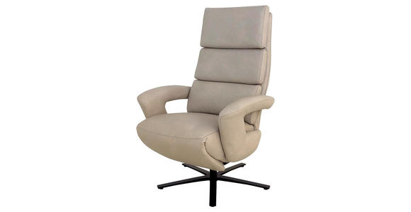 RELAXSESSEL Echtleder Kopfteilverstellung    - Ecru/Schwarz, Design, Leder/Metall (80/120/90cm) - Cantus