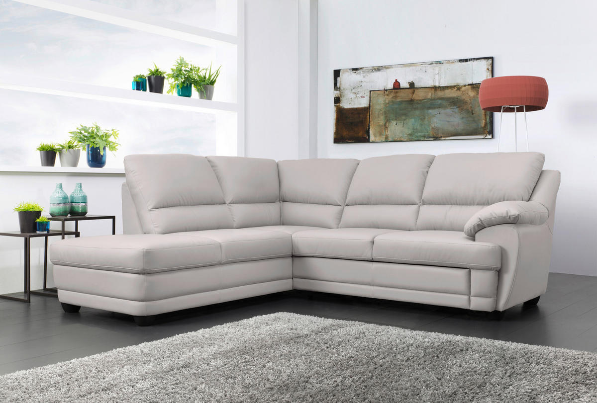 ECKSOFA in Lederlook Hellgrau  225/245 cm  - Hellgrau, Design, Kunststoff/Textil (225/245cm) - Livetastic