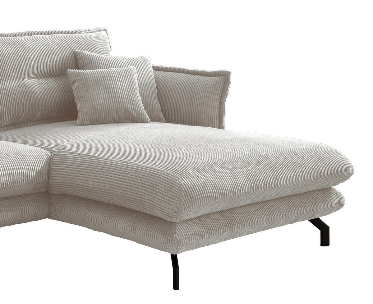 ECKSOFA in Cord Silberfarben  255/180 cm  - Silberfarben/Schwarz, MODERN, Textil/Metall (255/180cm) - Livetastic