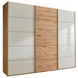 SCHWEBETÜRENSCHRANK  in Champagner, Eiche Bianco  - Eiche Bianco/Champagner, Natur, Glas/Holz (300/217/67cm) - Linea Natura